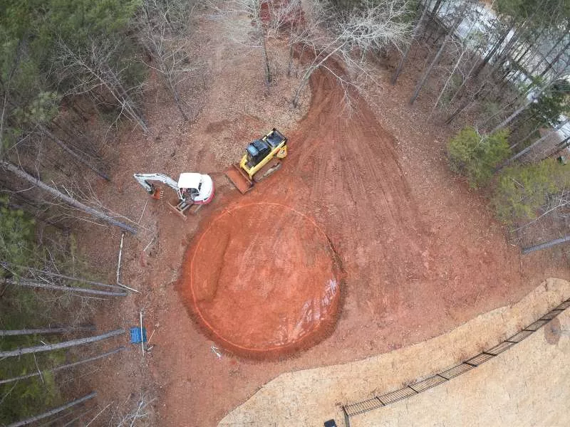Excavating and Grading for a stone patio, Blair, SC- After