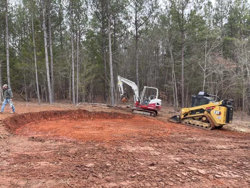 Excavating and Grading for a stone patio, Blair, SC- After