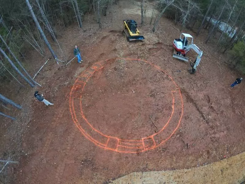 Excavating and Grading for a stone patio, Blair, SC- Before